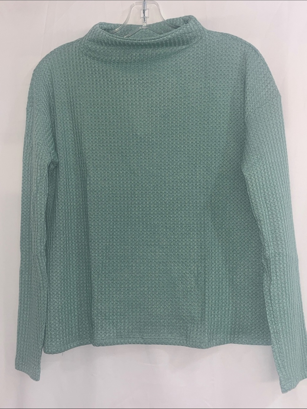 Anthropologie Sunday in Brooklyn Green Waffle Knit Mock Neck Sweater Small NWT